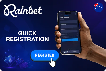 Hand holding a phone with the signup form AU