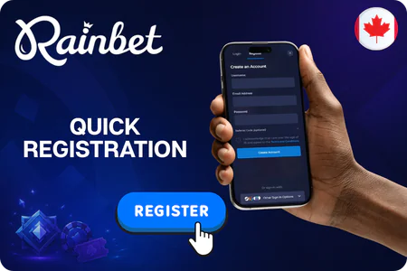 Hand holding a phone with the signup form CA